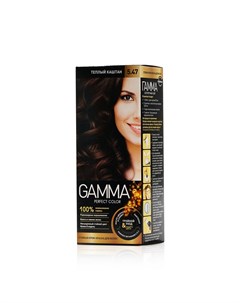 Стойкая крем краска для волос 5 47 Тёплый каштан Gamma