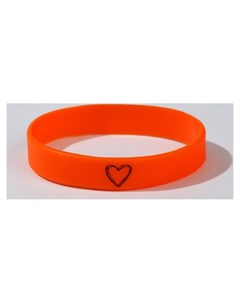 Силиконовый браслет Нарисованное сердце женский цвет оранжевый 18см Nnb