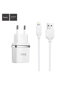 Сетевое зарядное устройство Hoco C11 USB 1 А кабель Lightning 1 м белый Кнр