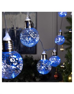 Гирлянда Нить 3 м с насадками лампочки шары Ip20 прозрачная нить 80 Led свечение синее фиксинг 220 В Luazon home