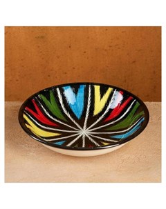 Тарелка глубокая риштанская керамика 20см атлас Шафран
