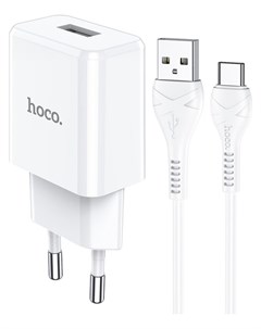 Сетевое зарядное устройство Hoco N9 USB 2 1 А кабель Type c 1 м белый Кнр
