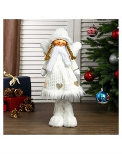 Кукла интерьерная Ангел девочка в белом платье с сердечками 50 см Nnb