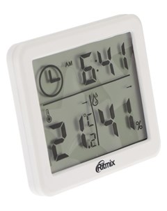 Метеостанция Cat 041 комнатная термометр гигрометр будильник 1хcr2025 белая Ritmix