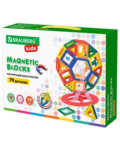 Магнитный конструктор Mega Magnetic Blocks 79 с колесной базой и каруселью Kids 663848 Brauberg