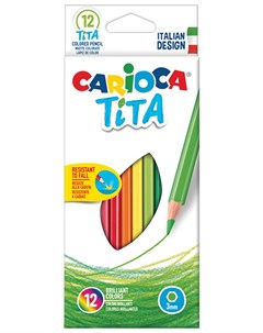 Карандаши цветные Tita 12 цветов пластиковые грифель 3 мм шестигранные европодвес 42793 Carioca