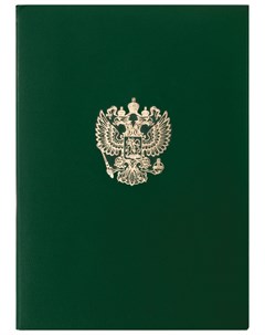 Папка адресная бумвинил с гербом россии формат А4 зеленая индивидуальная упаковка Basic 129581 Staff