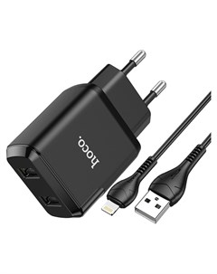 Сетевое зарядное устройство Hoco N7 2 USB 2 1 А кабель Lightning 1 м черный Кнр