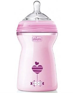 Бутылочка Natural Feeling с силиконовой соской 6мес 330мл розовая Chicco