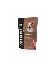 Мираторг Extra Meat полнорационный влажный корм для взрослых собак всех пород с телятиной в соусе в  Winner