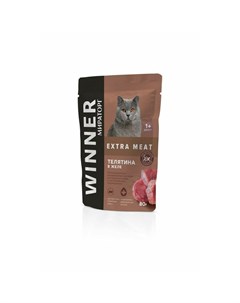 Мираторг Extra Meat полнорационный влажный корм для кошек с чувствительным пищеварением с телятиной  Winner