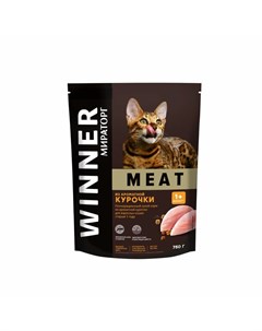 Мираторг Meat полнорационный сухой корм для кошек с ароматной курочкой 750 г Winner