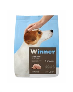 Сухой корм Мираторг для взрослых собак мелких пород с курицей 1 5 кг Winner