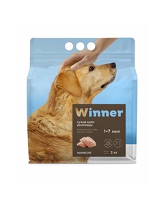 Сухой корм Мираторг для взрослых собак крупных пород с курицей 3 кг Winner