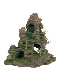 Грот для аквариума скалы с пещерой и растениями 31 5 см пластиковый Trixie