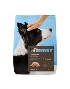 Сухой корм Мираторг для взрослых собак средних пород с курицей 1 кг Winner