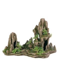 Грот для аквариума скалы с пещерой и растениями 45 см пластиковый Trixie