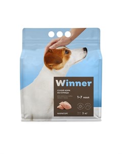 Сухой корм Мираторг для взрослых собак мелких пород с курицей 3 кг Winner