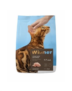 Сухой корм Мираторг для взрослых кошек всех пород с курицей 2 кг Winner