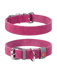 Ошейник для собак Waudog Classic кожа металлическая пряжка шир 35мм дл 46 60см розовый Collar
