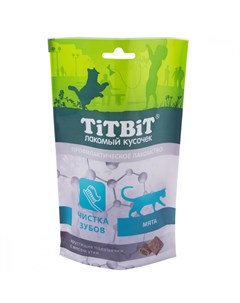 Лакомство для кошек Хрустящие подушечки с мясом утки для чистки зубов 60г Titbit