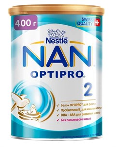 2 Optipro Сухая молочная смесь для роста иммунитета и развития мозга с 6 месяцев 400гр Nan
