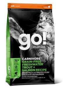 Корм беззерновой для котят и кошек с чувствительным пищеварением с форелью и лососем 7 26 кг Go! solutions