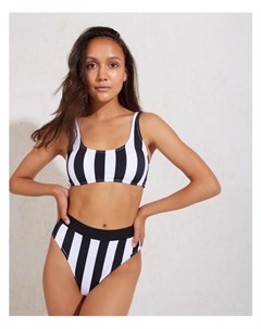 Топ купальный женский Stripe размер 50 чёрно белая полоса Minaku