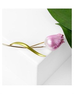 Брошь Цветок тюльпан пионовидный цвет бело розовый в золоте Nnb