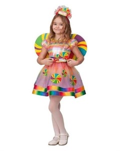 Карнавальный костюм Конфетка платье головной убор крылья р 32 рост 128 см Batik