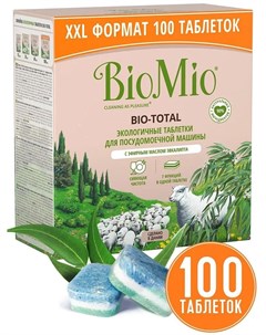 Экологичные таблетки Bio Total 7в1 для посудомоечной машины с эвкалиптом 100шт Biomio