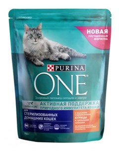 Сухой корм для кошек One Sterilized для стерилизованных с курицей и цельными злаками 0 75 кг Purina