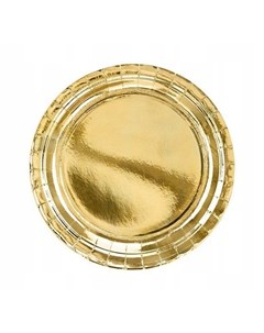 Тарелка одноразовая золотая 23 см х 6 шт Party deco
