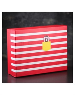 Коробка подарочная 21 х 27 5 х 8 5 см красная в белую полоску Nnb