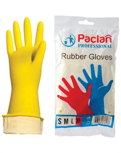 Перчатки хозяйственные латексные х б напыление размер XL Очень большой желтые Professional Paclan
