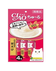 Лакомство для кошек CIAO CHURU Куриное филе с креветкой пюре 14гх4 56 гр Inaba