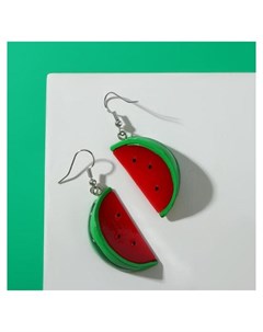 Серьги пластик Вкусности дольки арбуза цвет красно зелёный Nnb