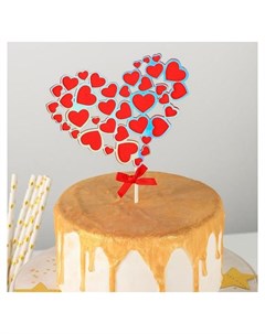 Топпер на торт Сердце в сердце 23 12 5 см цвет красный Nnb