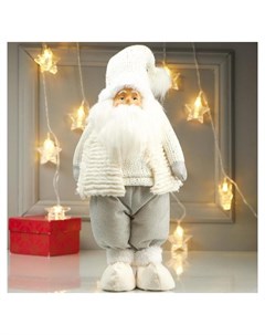 Кукла интерьерная Дедушка мороз в зимнем белом наряде и белом колпаке 48х12х18 см Nnb