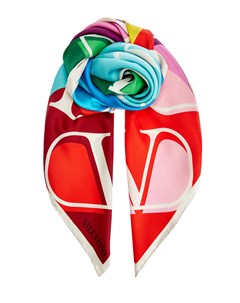 Платок в стиле colorblock из струящегося шелкового твила Valentino garavani