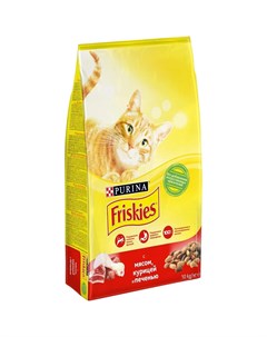 Сухой корм для взрослых кошек с мясом курицей и печенью 10кг Friskies