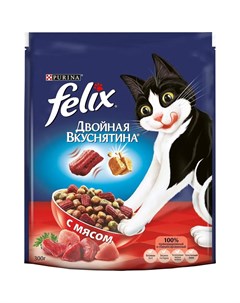 Сухой корм для кошек Двойная вкуснятина с мясом 300гр Felix