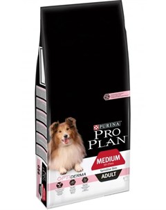 Сухой корм ProPlan для взрослых собак средних пород с чувствительной кожей лосось и рис 14кг Purina pro plan