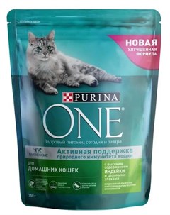 Сухой корм Indoor Formula для домашних кошек с индейкой и цельными злаками 750гр Purina one