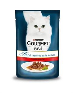 Влажный корм Perle Мини филе для кошек с говядиной 85гр Gourmet