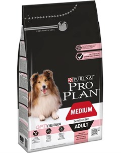 Сухой корм Pro Plan для взрослых собак средних пород с чувствительной кожей лосось и рис 1 5кг Purina pro plan