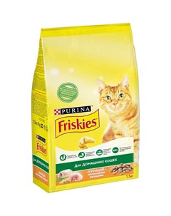 Сухой корм для домашних кошек с курицей и садовой зеленью 1 5кг Friskies