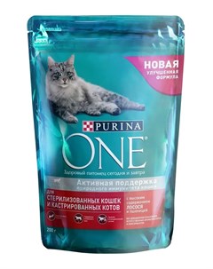 Сухой корм для стерилизованных кошек и котов с лососем и пшеницей 200гр Purina one