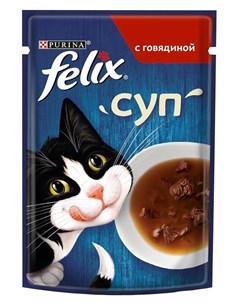 Влажный корм суп для взрослых кошек с говядиной 48гр Felix