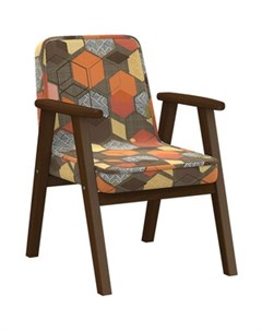 Кресло Ретро ткань геометрия коричневый каркас орех П0005655 Мебелик